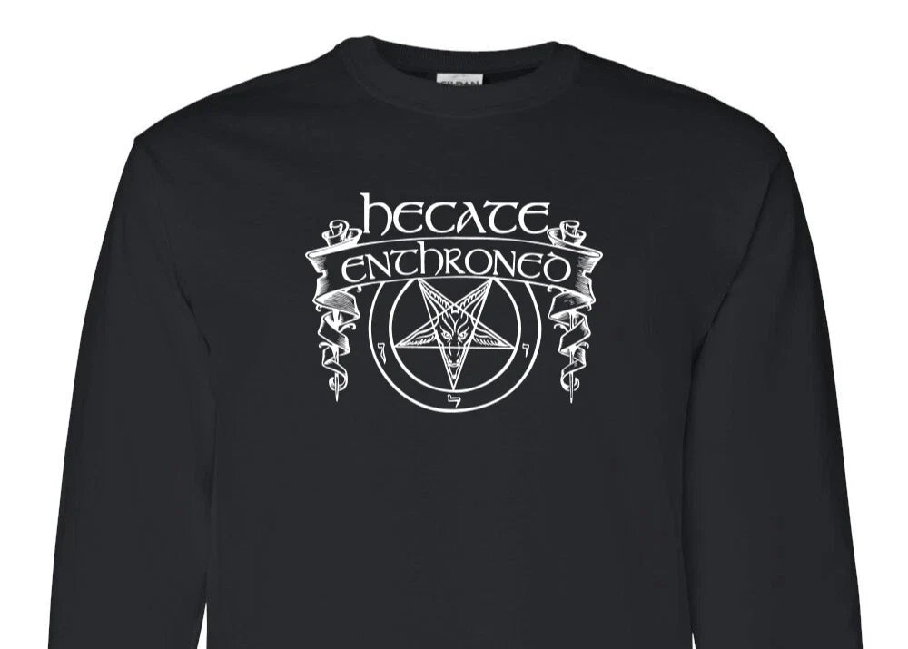 Hecate Enthroned Long Sleeve T-Shirt black metal lamp of murmuur vargrav abigor