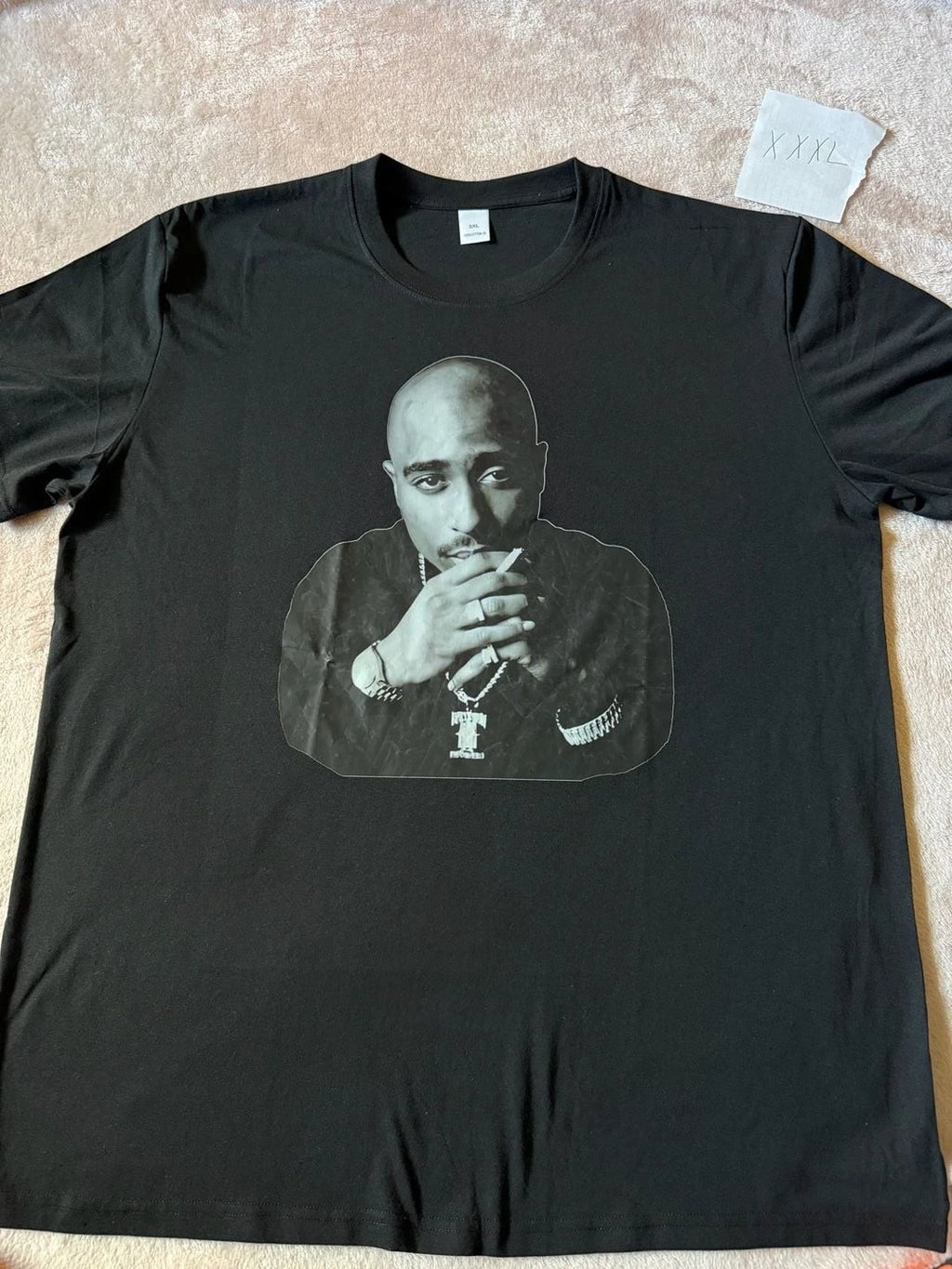 Tupac Shakur Monochrome Smoking Portrait Rap Tee T-Shirt 3XL