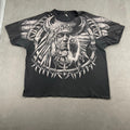 Vtg Liquid Blue T Shirt XXL Black Native American All Over Print Wolf Grunge