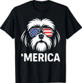 Shih Tzu Dog 'Merica Patriotic 4th of July American Flag T-Shirt