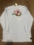 Evisu Heritage Mens 3XL Light Blue Long Sleeve Umi Yama Graphic T-Shirt Y2K
