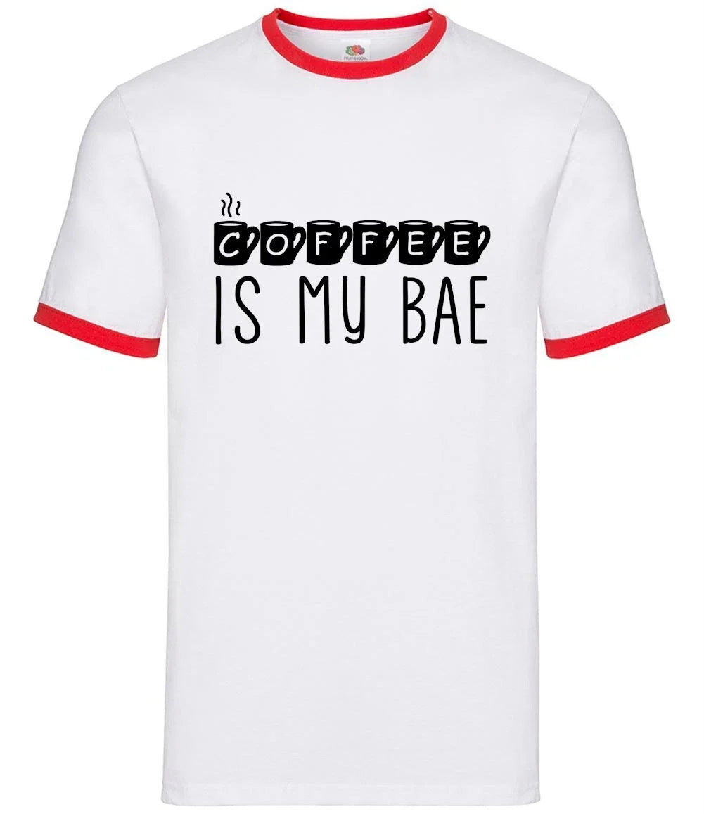 Coffee Is My Bae - Mens Ringer - Latte Mocha Drink Drinking Funny Love