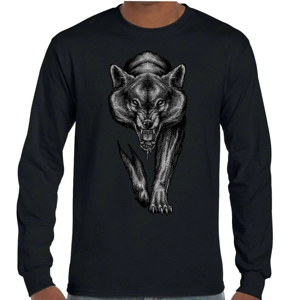 Snarling Wolf Mens Animal T-Shirt Lone Pack GOT Game of Thrones Camping Top