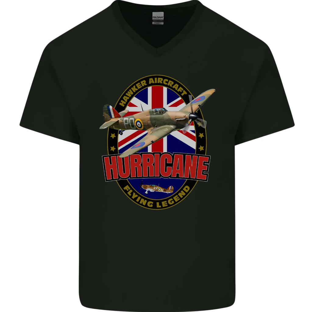 Hawker Hurricane Flying Legend Mens V-Neck Cotton T-Shirt