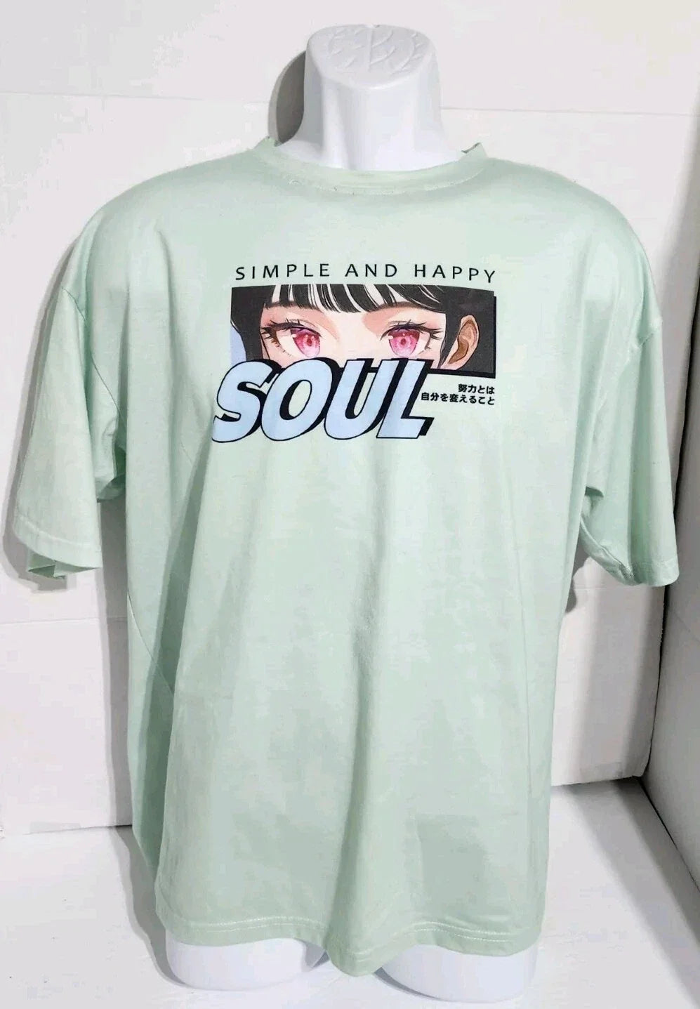 Shein Men's Simple And Happy Soul Progress Anime Short Sleeve Size Large
