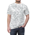 Black over White Topographic shirt design.