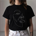 Abstract Face T Shirt,  Art Single Line Drawing, Aesthetic Minimalist Unisex Tee