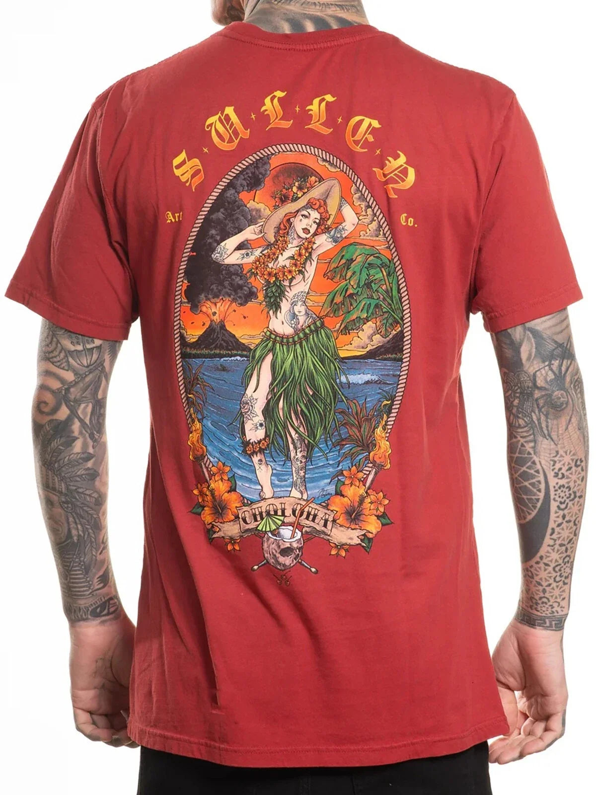 Sullen Men's Irruption Short Sleeve Premium T-shirt Tattoo Style Hula Girl Tee