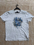 Fendi Roma Men's Graphic T-Shirt Size IT 54 L-XL White Blue Pixel Art Cotton