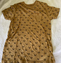 Creative Destruction French Bulldog Mustard Yellow Allover Print Shirt Sz L