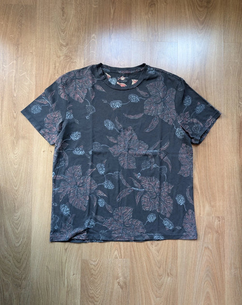 AllSaints Floral T-Shirt - Black - 100% Cotton - Size M - Made in Portugal
