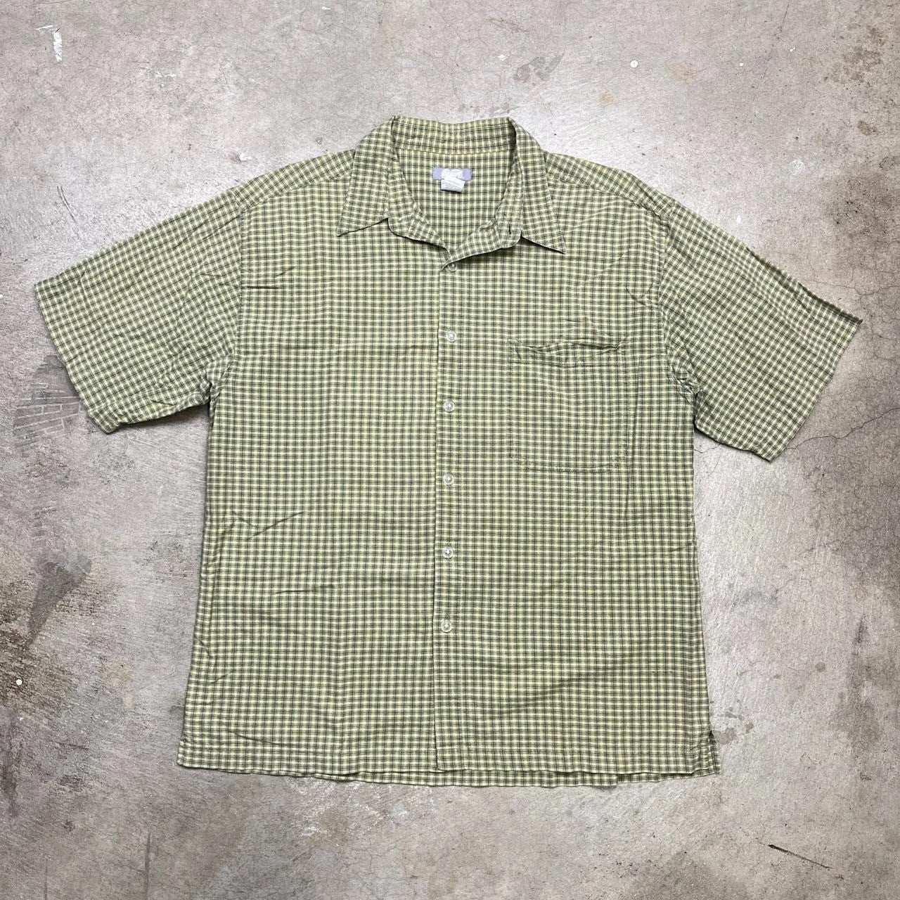 Vintage Utility Y2k Yellow plaid button up shirt large