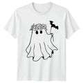 Floral Crown Ghost Bat Spooky Womens T-Shirt Spooky Cute Halloween