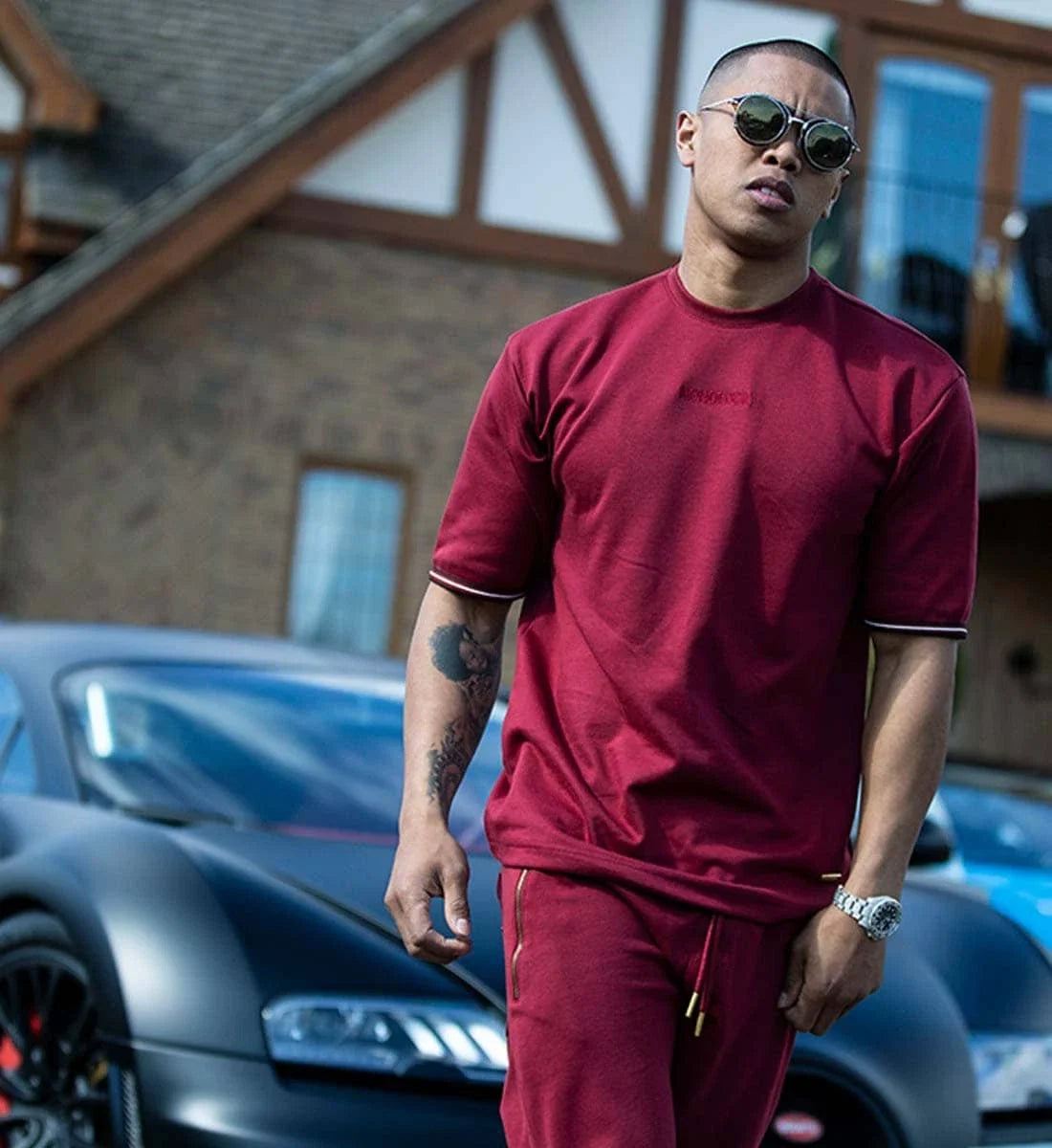 Men’s Burgundy Crew Neck T-Shirt Short Sleeve Casual Cotton Tee Slim Regular Fit