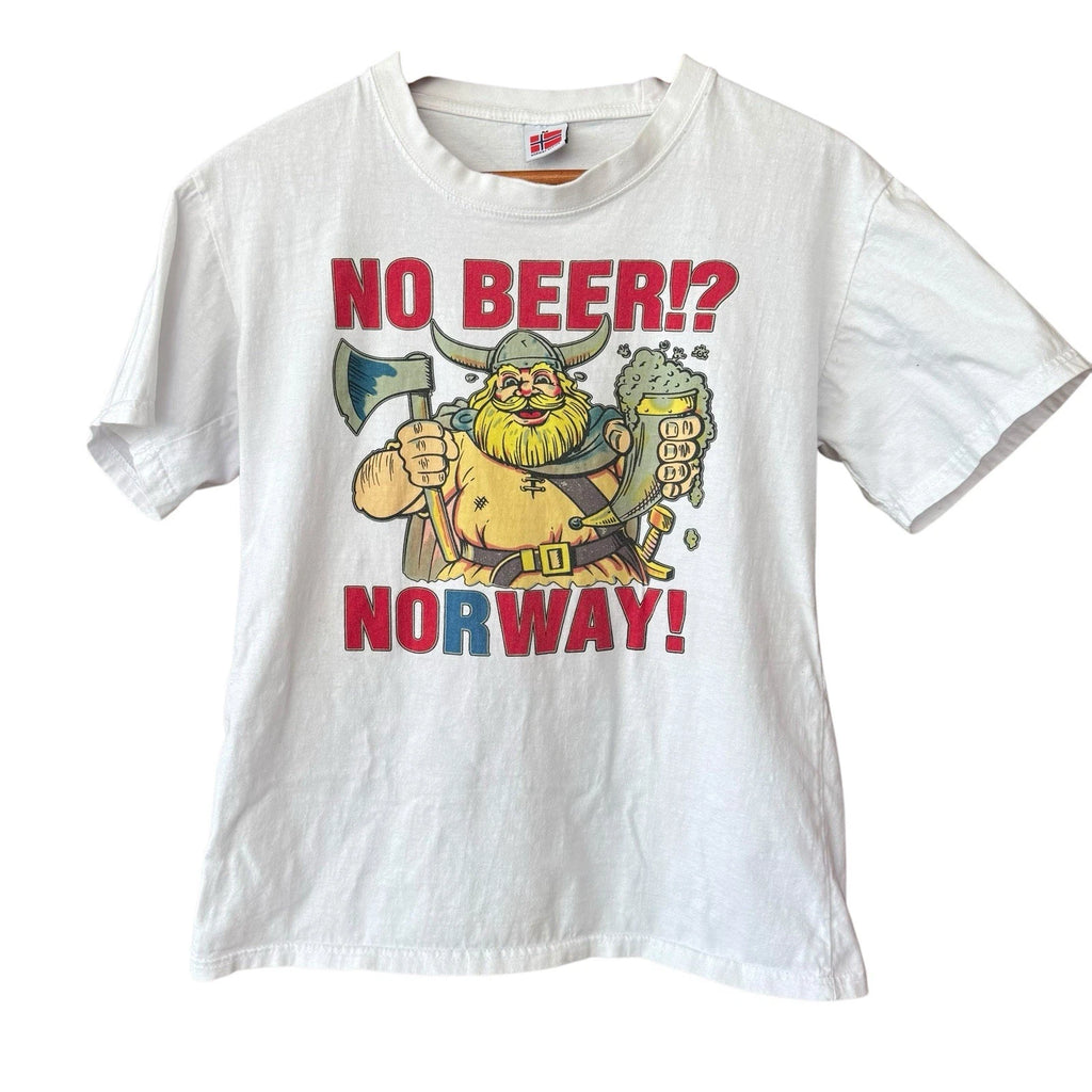 Norway Design No Beer Norway Viking T Shirt Funny Axe And Sword Size Medium