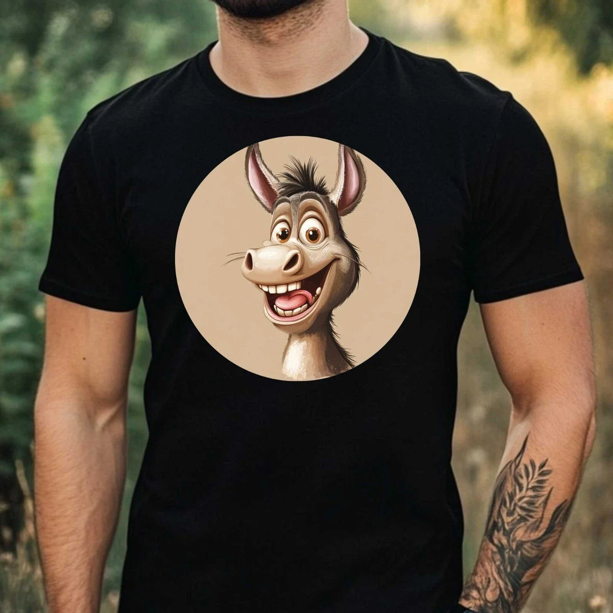 Mens Funny Cartoon Donkey Theme Cotton T-Shirt Size XS to 5XL