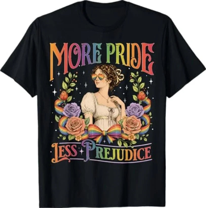 More Pride Less Prejudice Rainbow Vintage Pride Aesthetic T-Shirt S-3XL