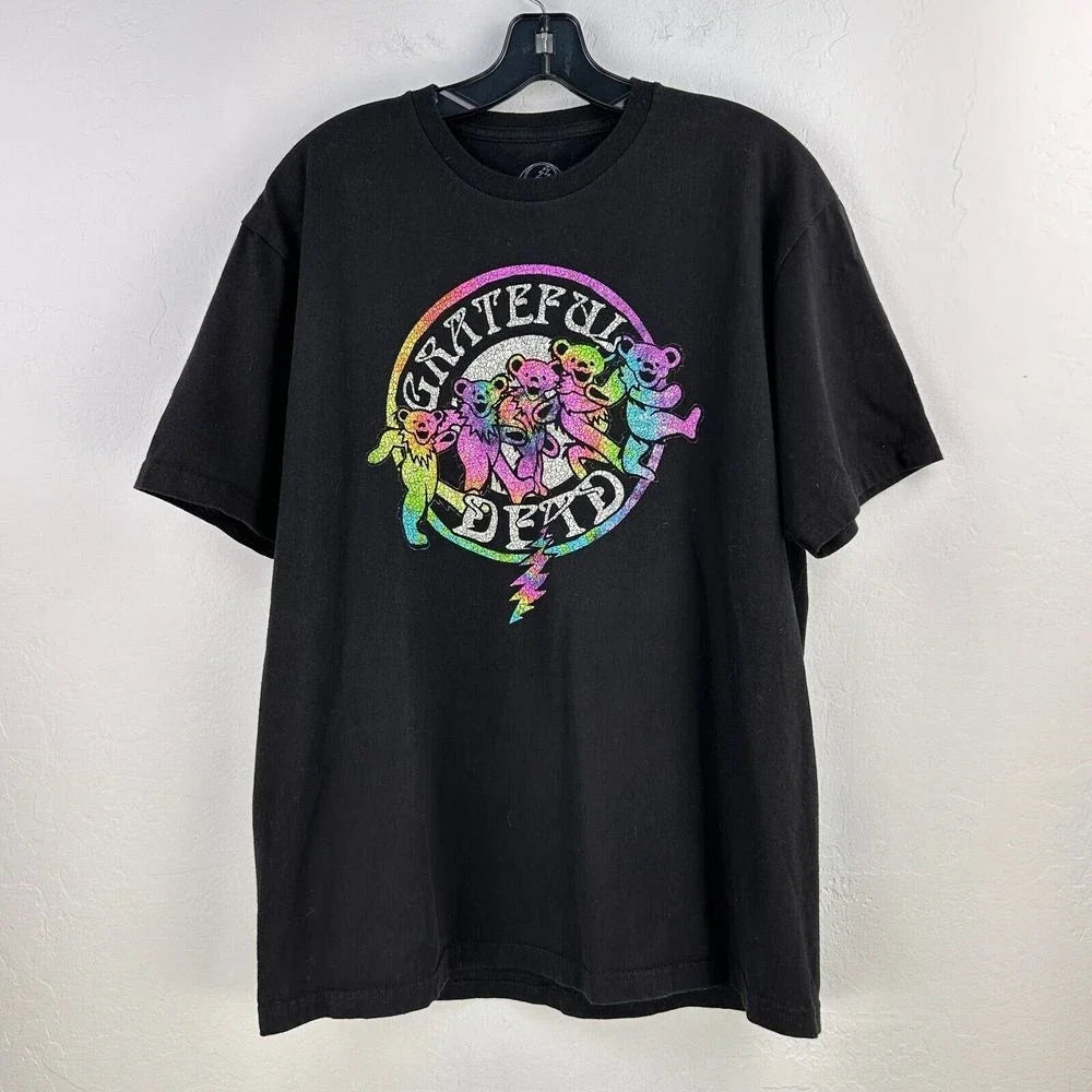 Grateful Dead T-shirt Mens L Black Dancing Bear Band Tee Dead Head Hippie Vibes