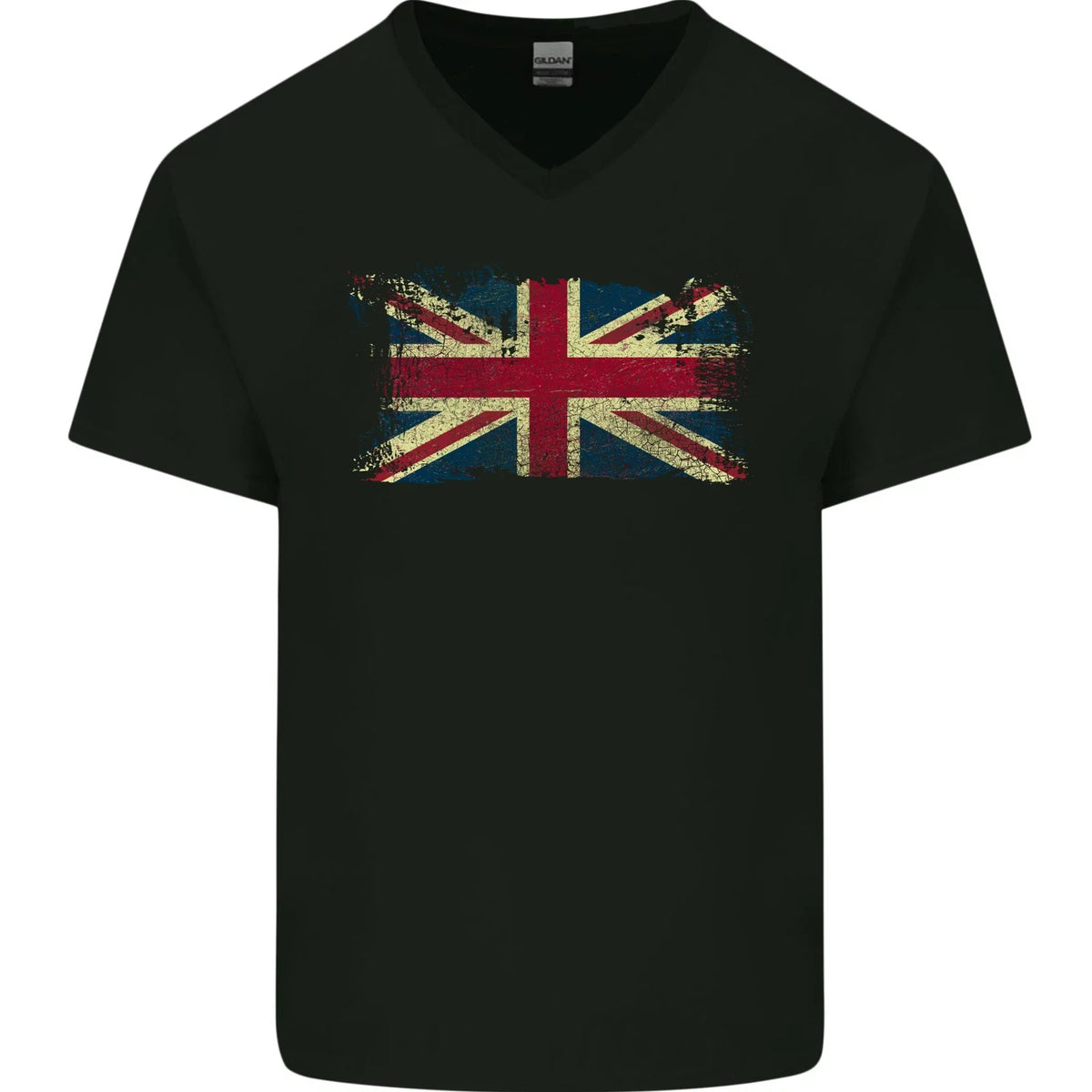 Distressed Great Britain Flag Union Jack UK Mens V-Neck Cotton T-Shirt