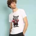 Men's Short Sleeve T-Shirt White, BOXING CAT