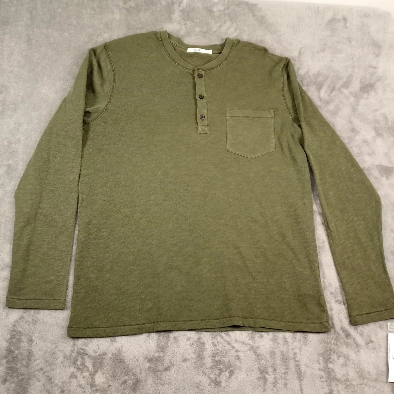 UGG Henley Shirt Men's Size Large  Olive Green Long Sleeve 100% Cotton NWT