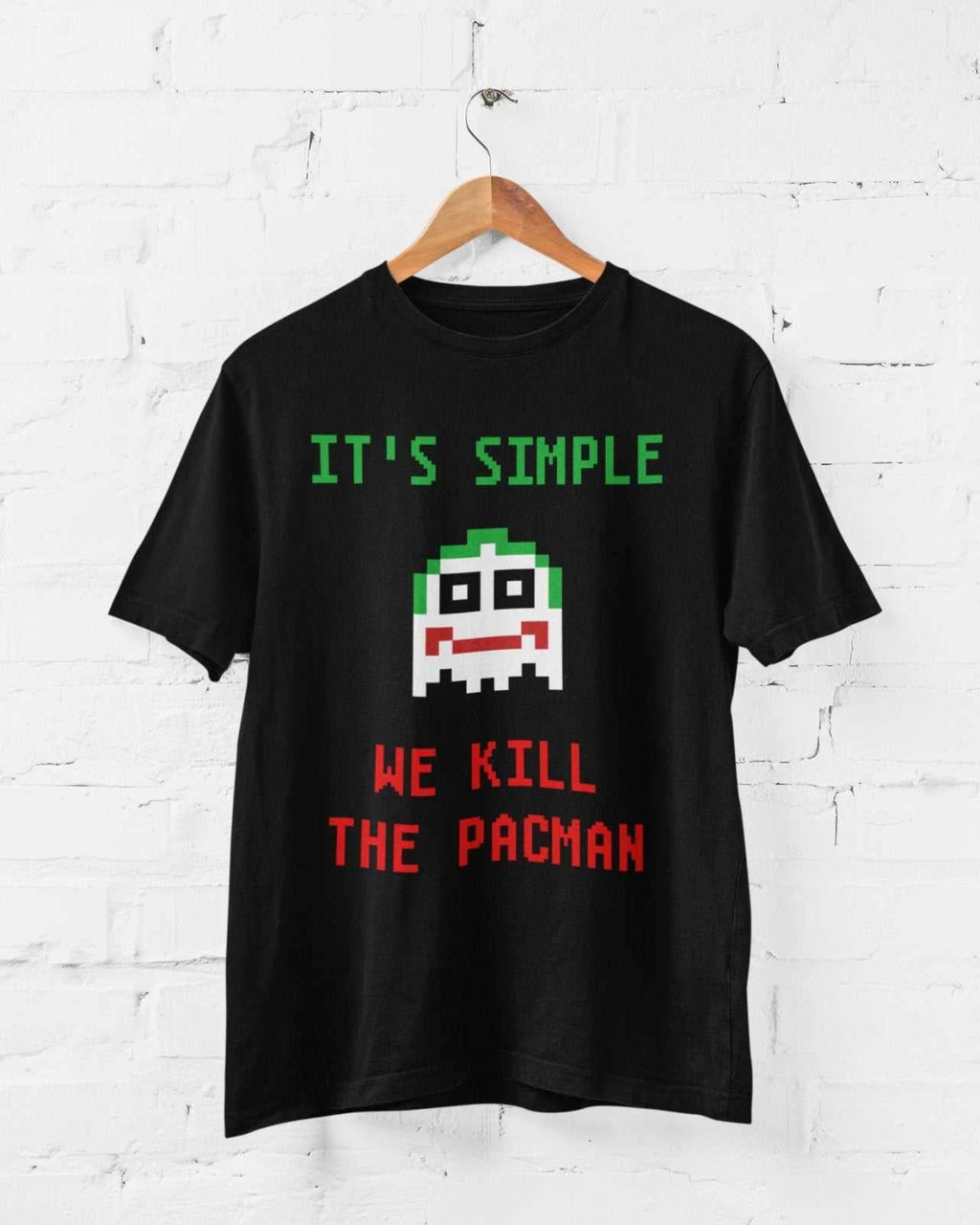 Funny T Shirt It's Simple We Kill The Pacman Retro Gaming Joker Parody 8 Bit