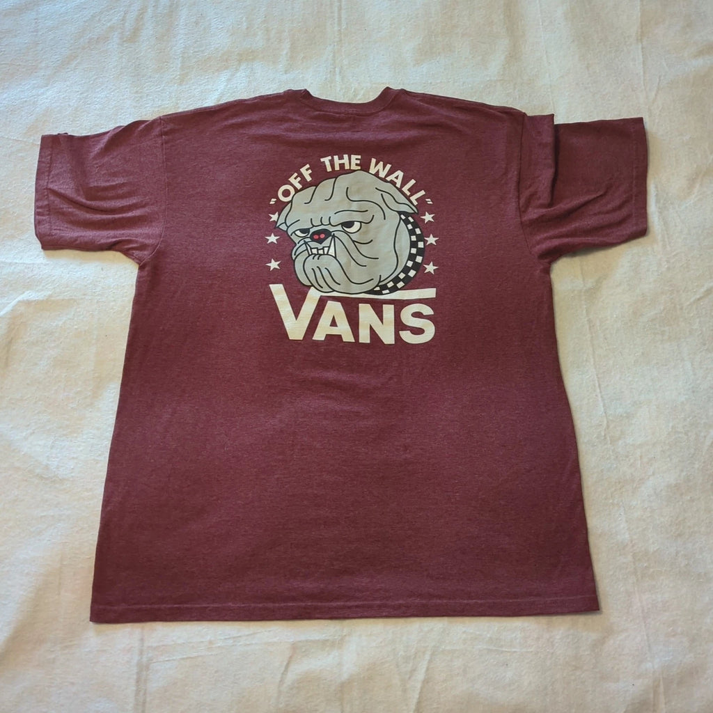 Vans Off The Wall Tee T- Shirt Men's SZ XL Burgundy - Bulldog   Skater Steetwear