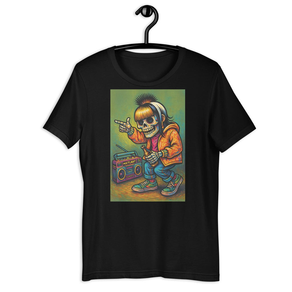 Skeleton Punk Girl T-Shirt – Chicano Boombox Street Art Graphic Tee