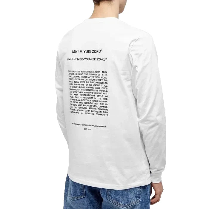 MKI Miyuki Zoku White Long Sleeve T-Shirt Size L Back Print Streetwear