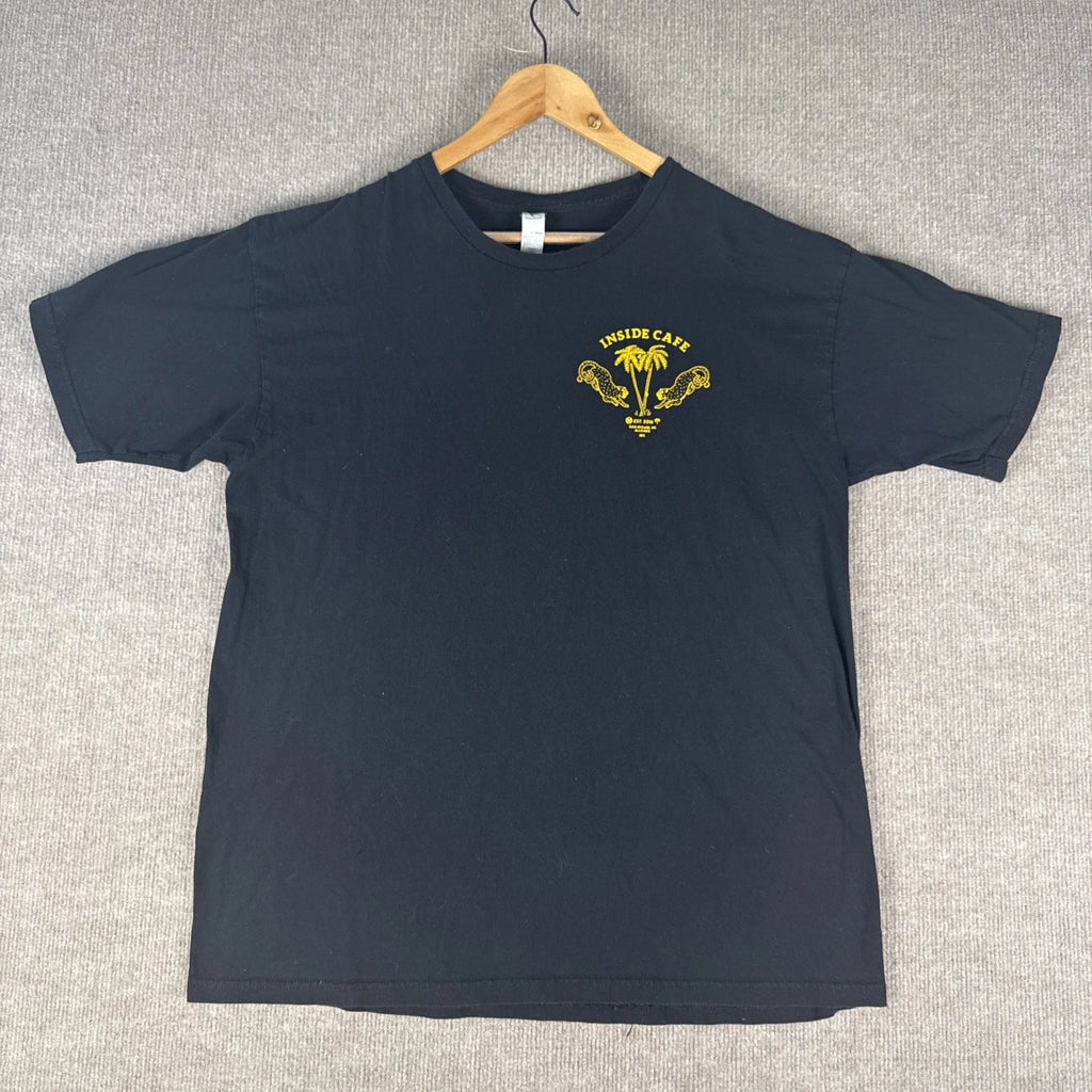 Yazbek Graphic Tee Men’s Black Inside Cafe Print Cotton XL Modern Streetwear
