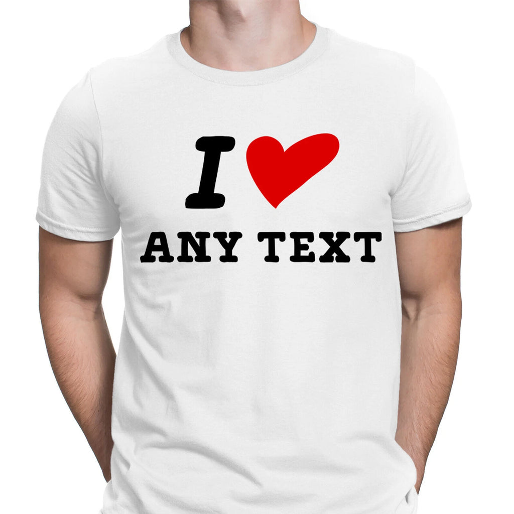Personalised I Heart Any Text Unisex Mens Womens Oversized T-Shirts Tee Top #6ED
