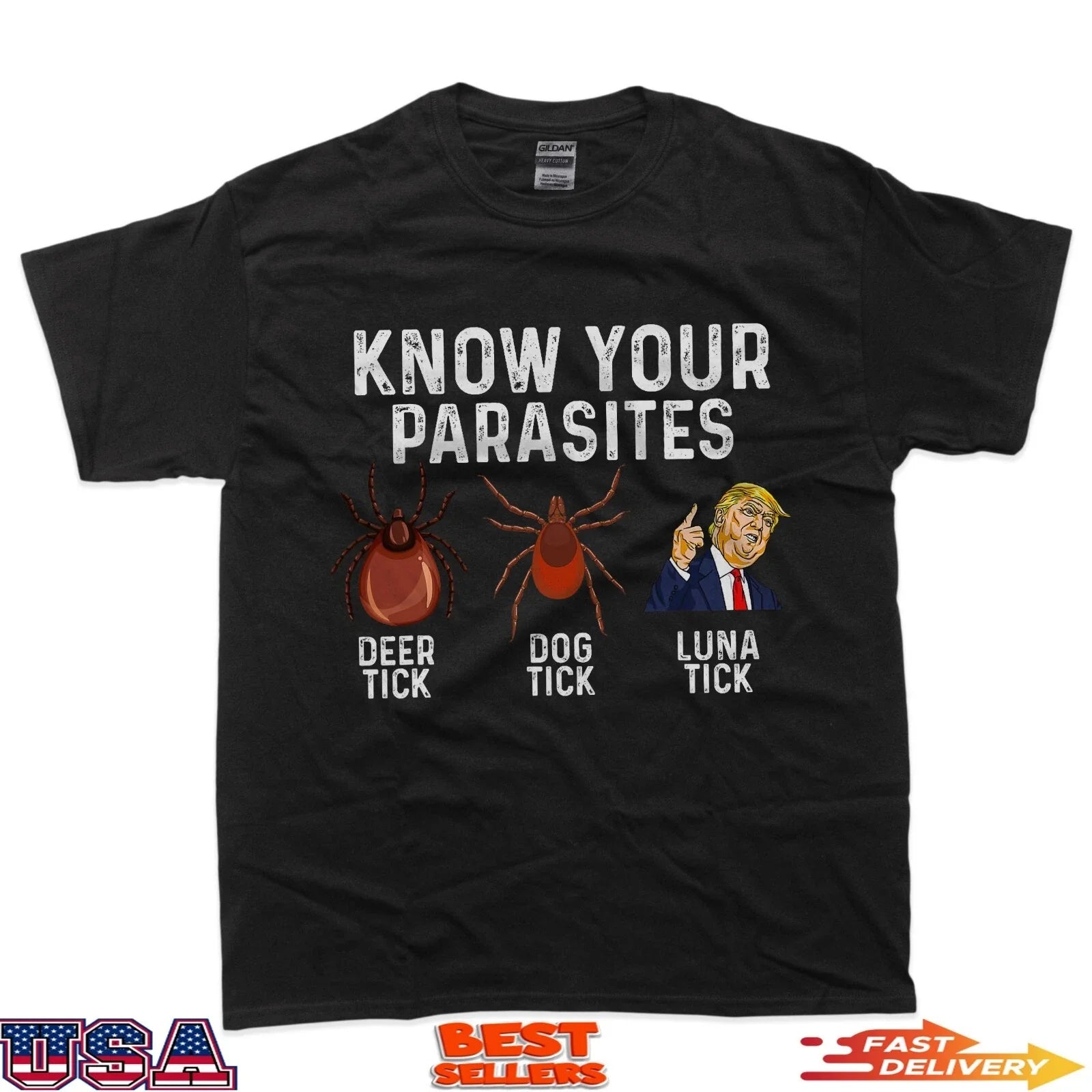Know Your Parasites Deer Tick Dog Tick Luna Tick Anti Trump T-Shirt