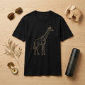 Giraffe Line Art Minimalist Graphic T-Shirt Cute Animal Tee Men Women Black