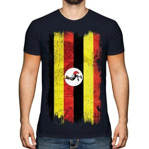 UGANDA GRUNGE FLAG MENS T-SHIRT TEE TOP UGANDAN SHIRT FOOTBALL JERSEY GIFT