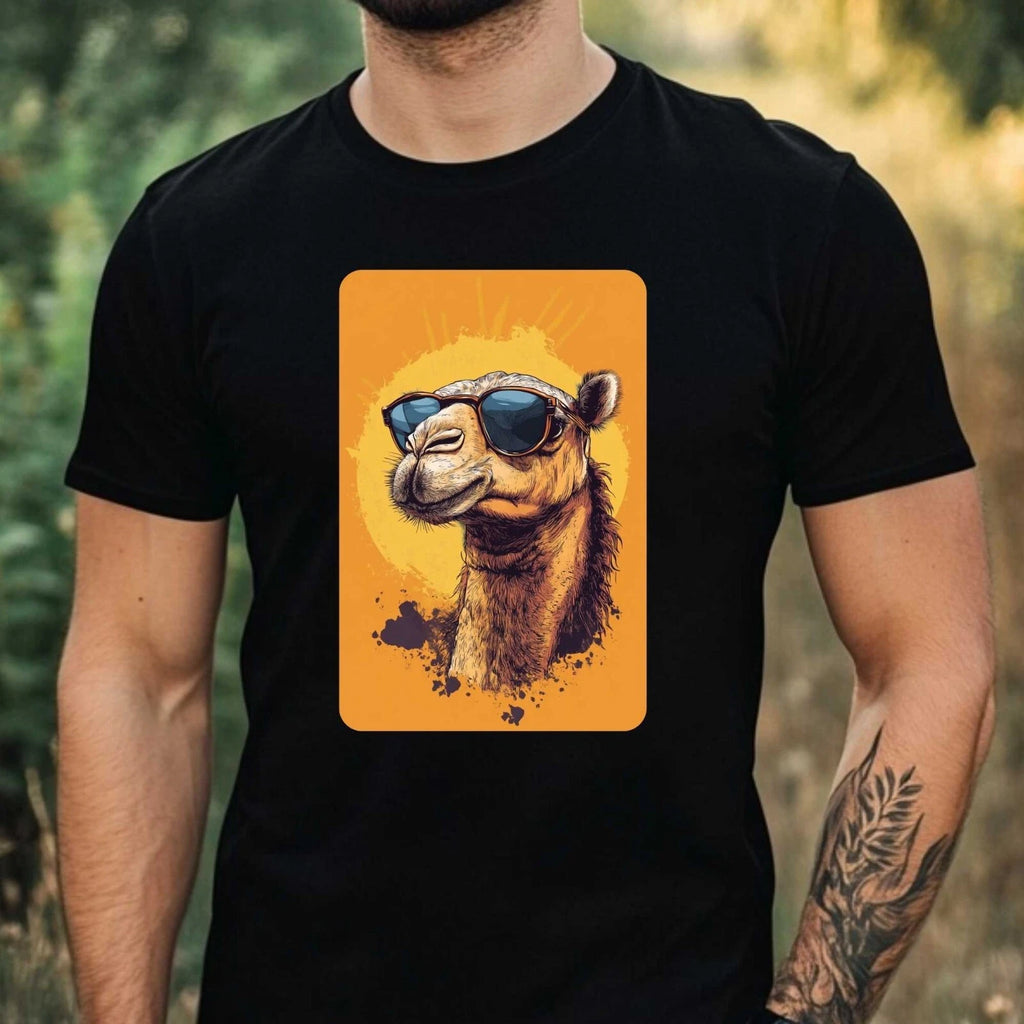 Mens Camel Sunglasses Print Cotton T-Shirt Size XS to 5XL