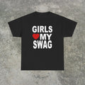 Girls Love My Swag T Shirt Funny Y2K Graphic Tee Mens Black Retro Streetwear