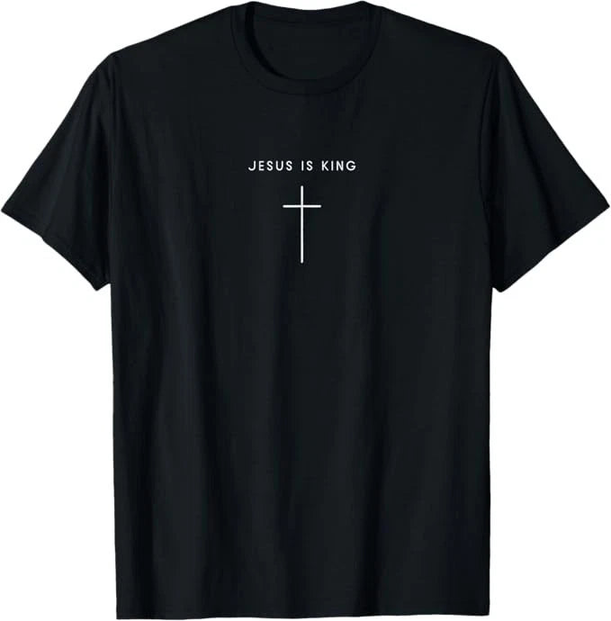 Jesus Is King Cross - Minimalist Christian Religious Jesus T-Shirt