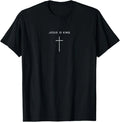 Jesus Is King Cross - Minimalist Christian Religious Jesus T-Shirt