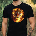 Mens Tiger on Fire Motif Cotton T-Shirt Size XS to 5XL