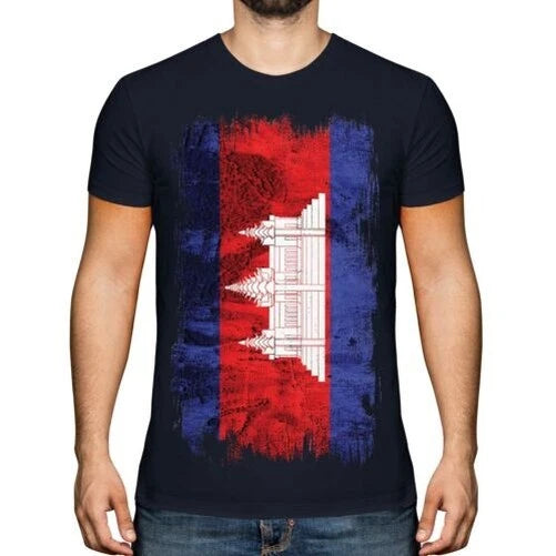 Cambodia Grunge Flag Mens T-Shirt Cambodia Football Cambodian Shirt