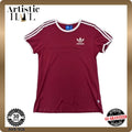 Adidas Originals 3 Stripes Burgundy Slim T-Shirt UK 8 US Cotton Men's