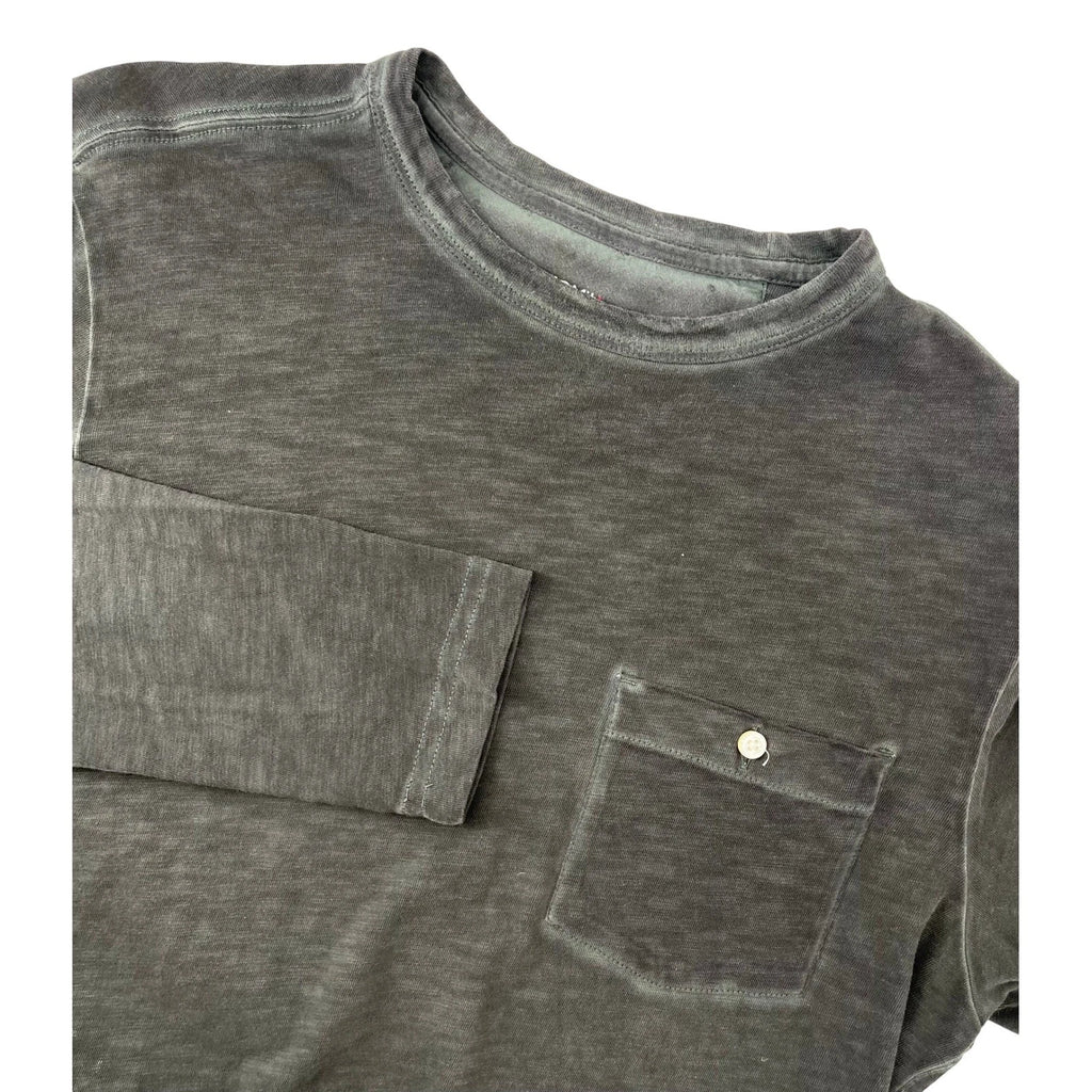 UNTUCKit Kellian Mens Small Gray Mineral Wash Cotton Long Sleeve Pocket T-Shirt
