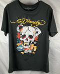 Ed Hardy Skull Casino Graphic T Shirt Mens Charcoal Medium Y2K Tattoo Dice Money