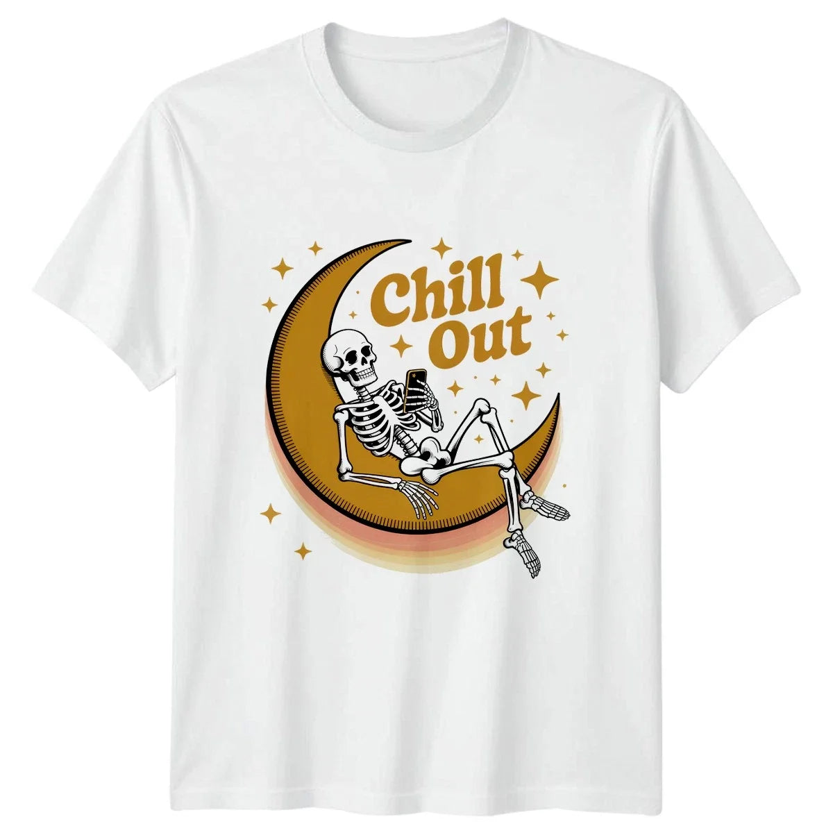 Chill Out T-Shirt Celestial Goth Skeleton Novelty Birthday Gift For Him And Her
