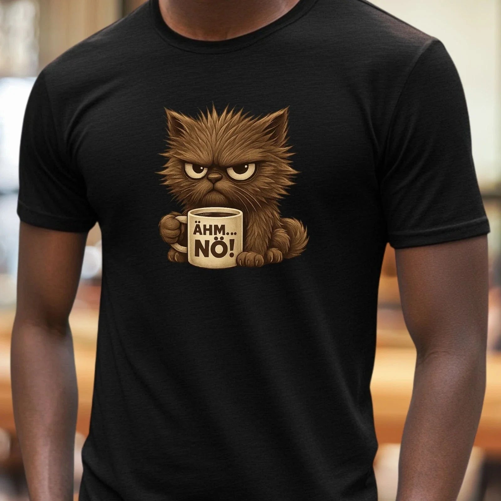 Mens Grim Cat Print Cotton T-Shirt Size XS to 5XL