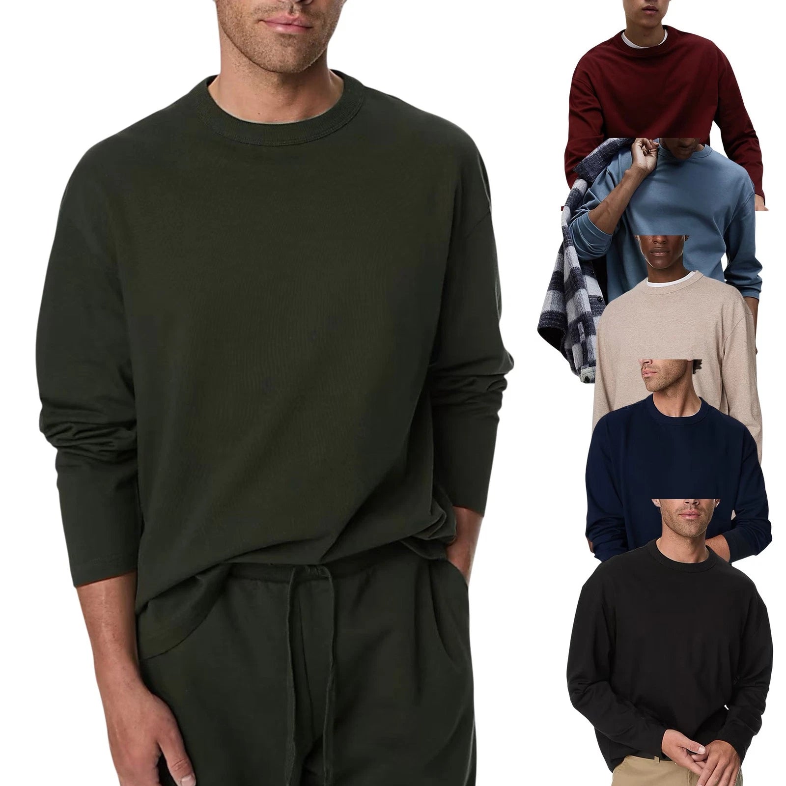 M&S Mens T Shirt Pullover Long Sleeve Over Sized  Round Neck Top Winter Tee New