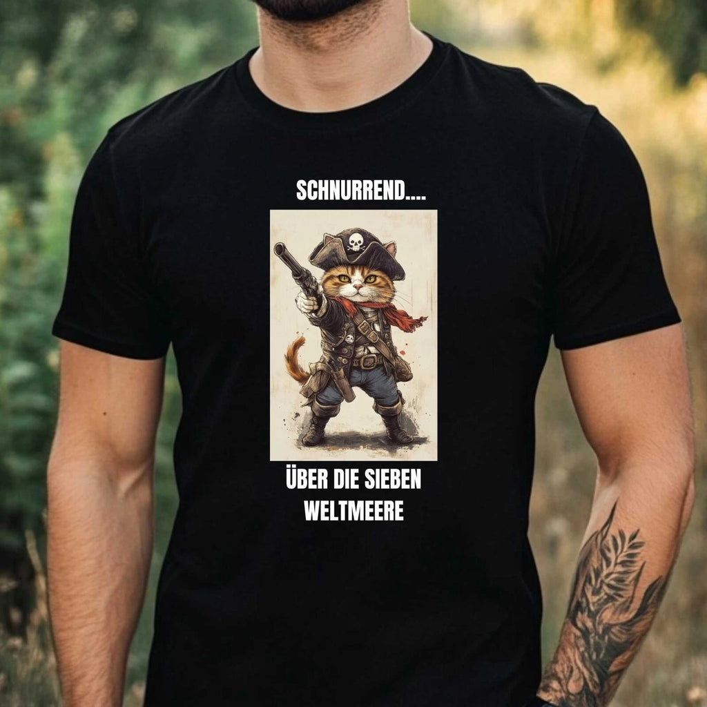 Men's Funny Pirate Cats Saying Motif Cotton T-Shirt Size XS to 5XL
