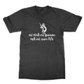Black Cotton Mi Tink Mi Gwaan Tek Fun Meme Print Round Neck T-Shirt