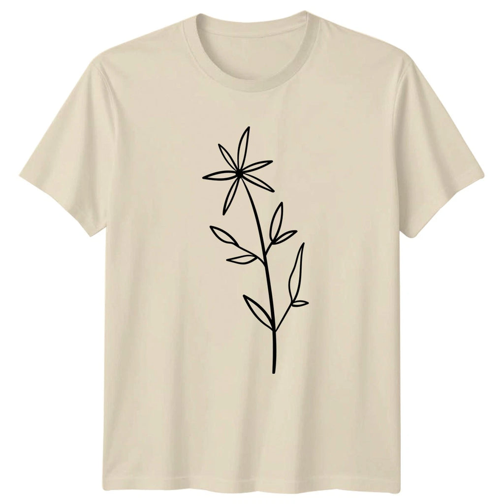 Simple Botanical Flower Line Art T-Shirt Minimalist Floral Birthday Gift