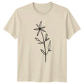 Simple Botanical Flower Line Art T-Shirt Minimalist Floral Birthday Gift